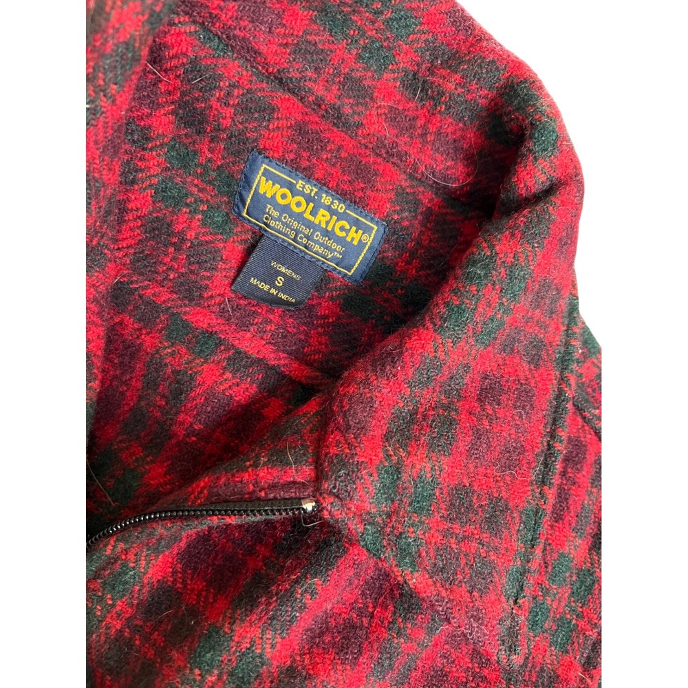 Woolrich Womens S Red Black Plaid Wool Blend Full Zip Jacket 4618 Ruby Buffalo